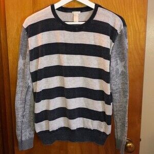 Forever 21 Sweater Stars Stripes Faded Long Sleeve Patriotic Blue Gray White
